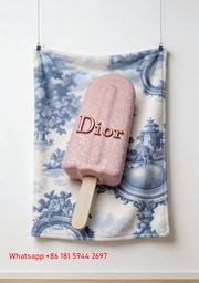 Dior Pink Popsicle Printed Flannel Sofa Throw Blanket D271